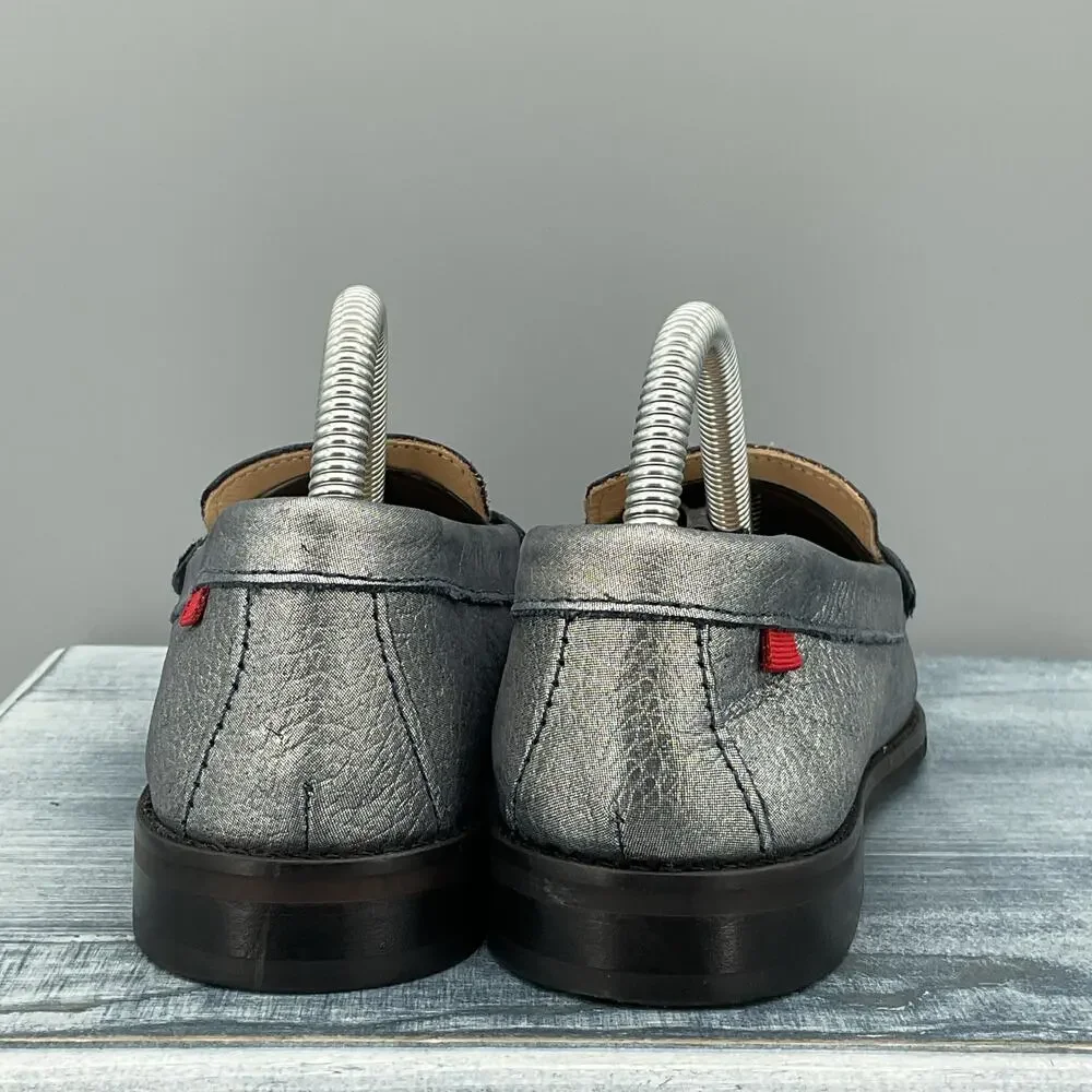 NEW Marc Joseph New York Boy’s Leather East Village Loafers Silver Size 2